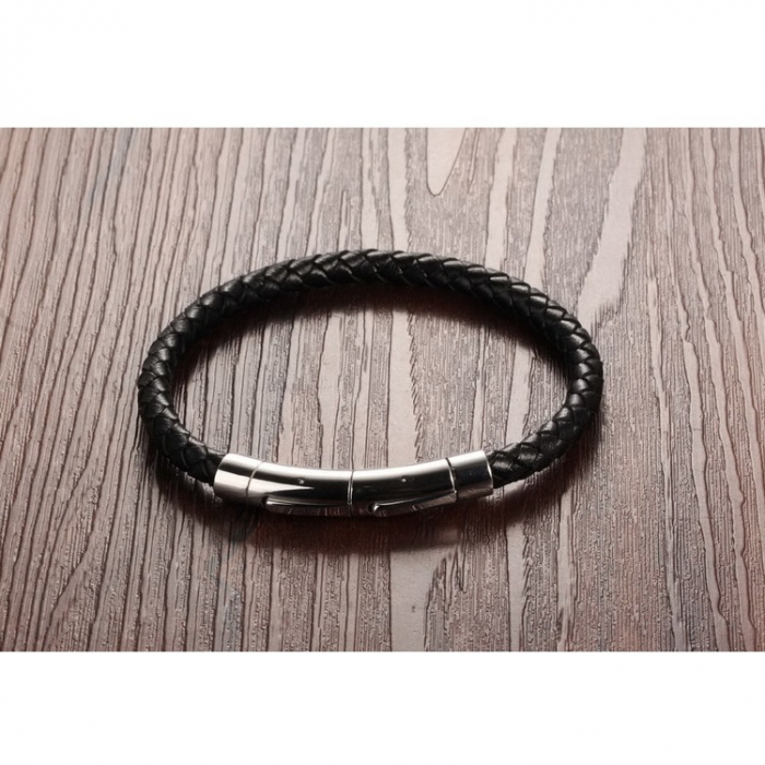 Bratara piele naturala impletita cu inchizatoare din inox [3]