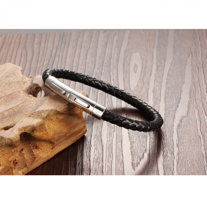 Bratara piele naturala impletita cu inchizatoare din inox [8]
