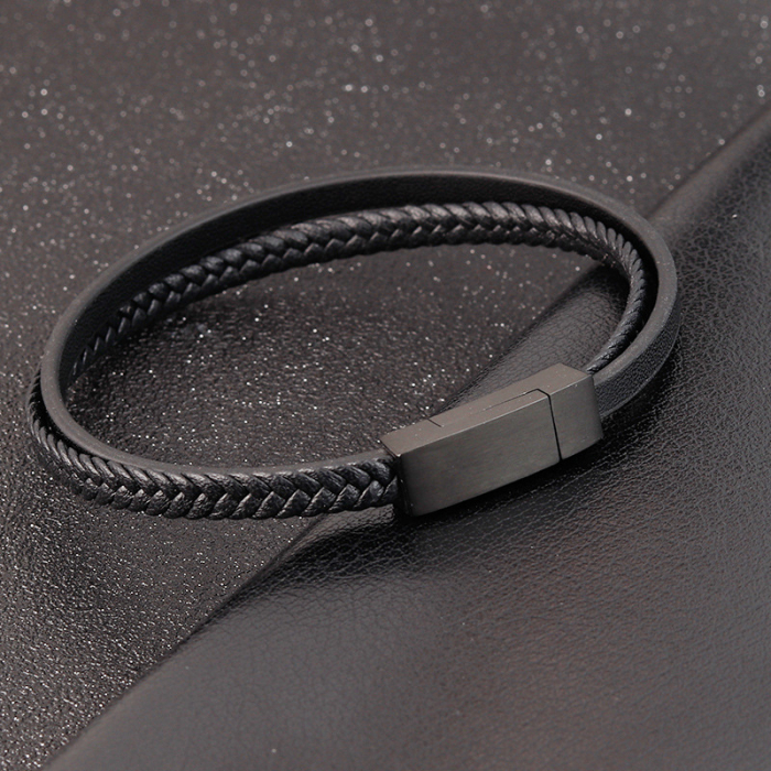 Bratara piele naturala impletita si inchizatoare din inox [5]