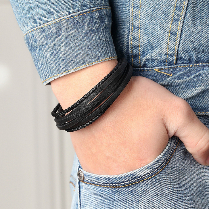 Bratara piele naturala negru Simplicity [2]