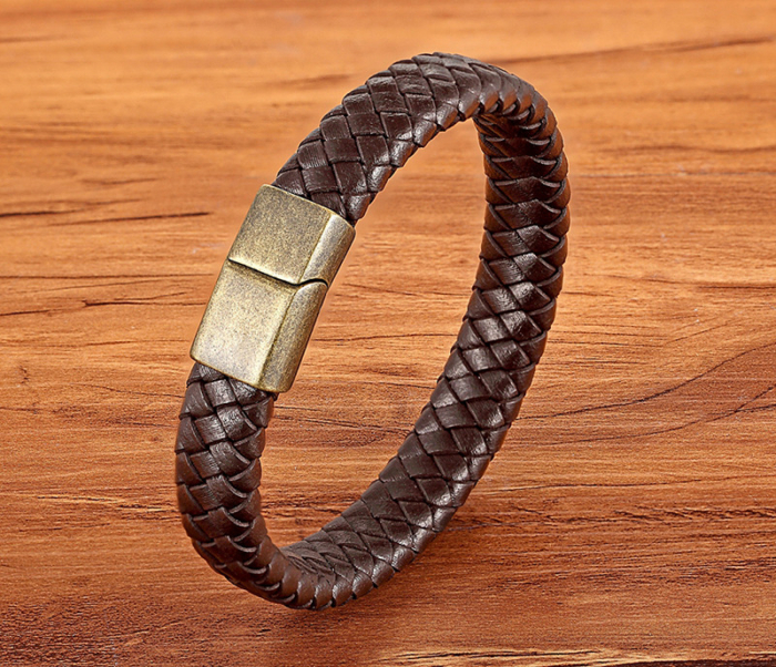 Bratara piele naturala si catarama inox antichizat [2]