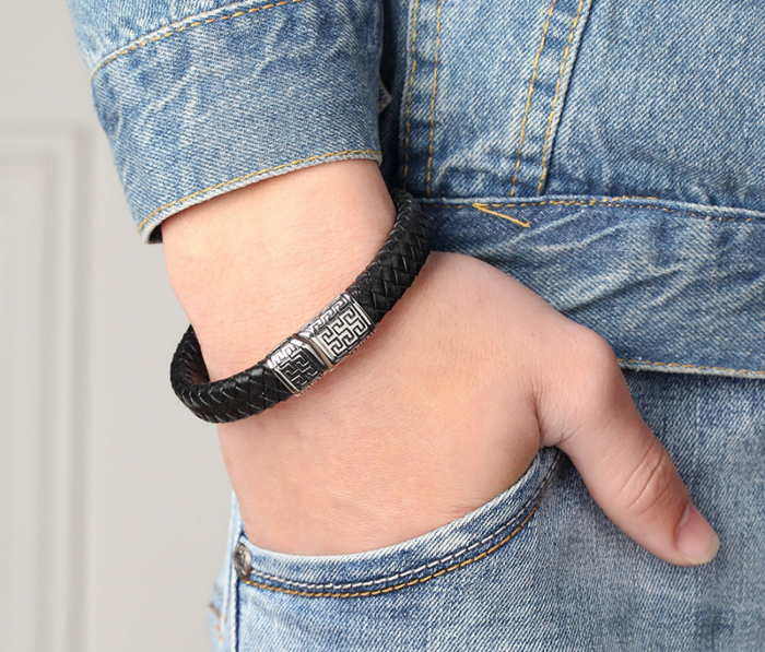 Bratara piele naturala si inox Eleganta [3]