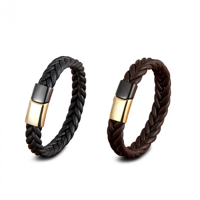 Bratara piele naturala si inox Duo [5]