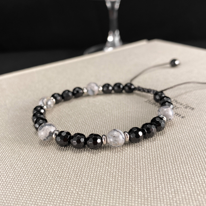 Bratara reglabila cu Onix si Howlit – Echilibru si Protectie Energetica [13]