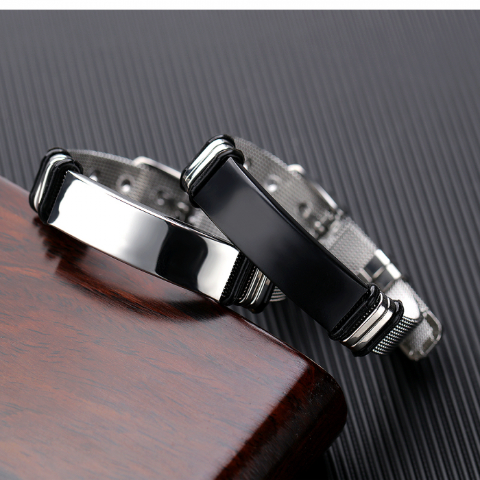 Bratara reglabila din inox cu placuta neagra [2]