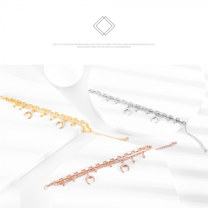 Bratara reglabila dubla din inox cu semiluna si bilute [5]