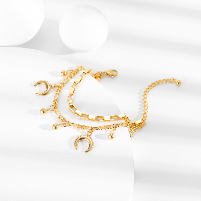 Bratara reglabila dubla din inox cu semiluna si bilute [3]