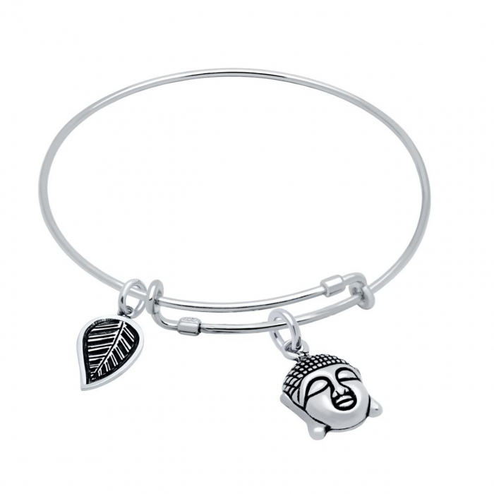 Bratara reglabila handmade din argint cu pandantive Buddha [2]