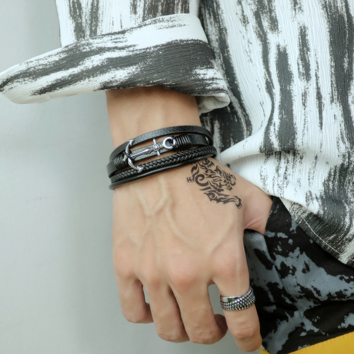 Bratara Sailor piele si inox [3]