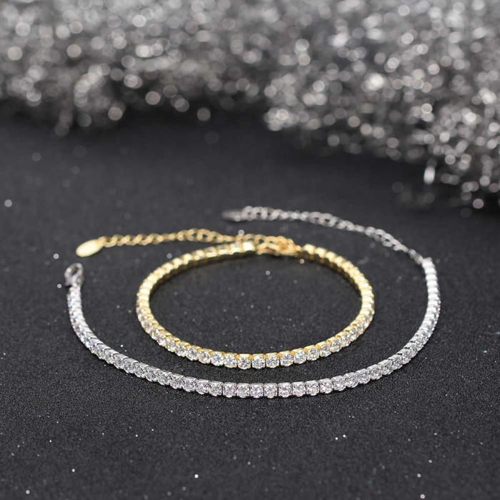 Bratara tennis argint 925 placata cu aur 14K cu zirconiu [5]