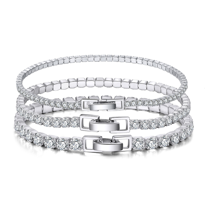 Bratara tennis argint 925 placata cu aur 14K cu zirconiu 16,5 cm [5]