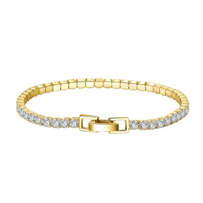Bratara tennis argint 925 placata cu aur 14K cu zirconiu 19 cm [1]