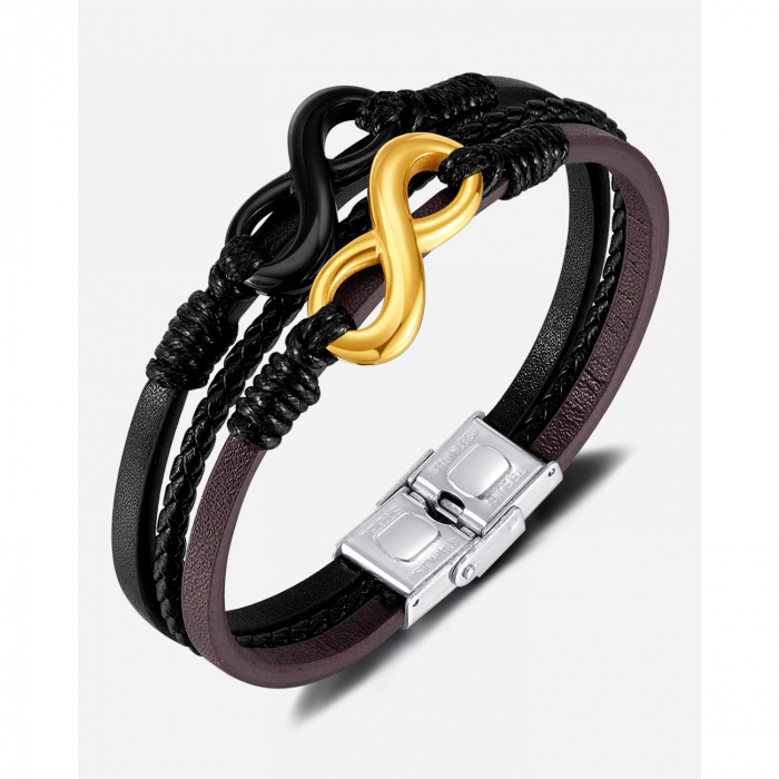 Bratara tripla inox si piele Infinity [15]