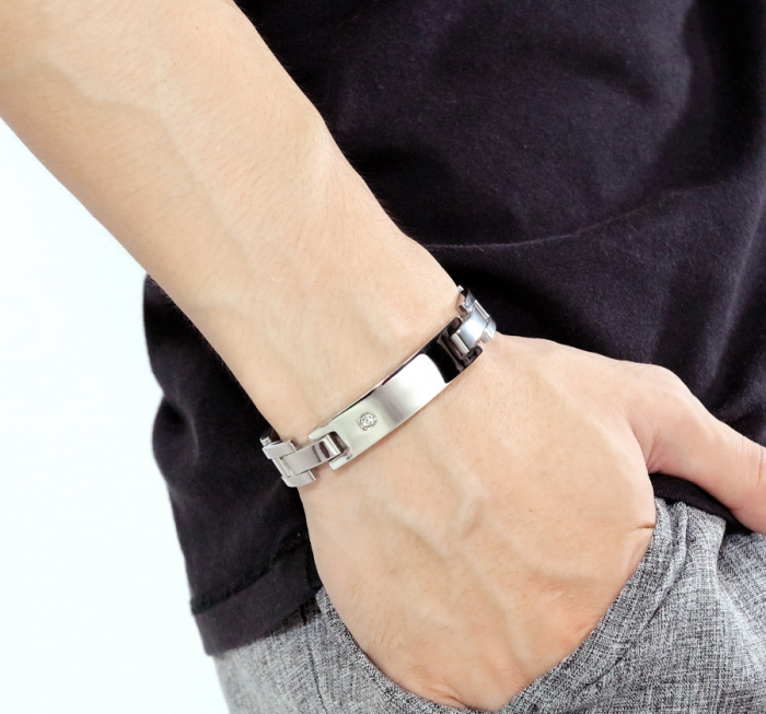 Bratara Unisex din inox 12 mm, cu zirconiu [3]