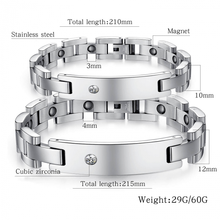 Bratara Unisex din inox 12 mm, cu zirconiu [4]