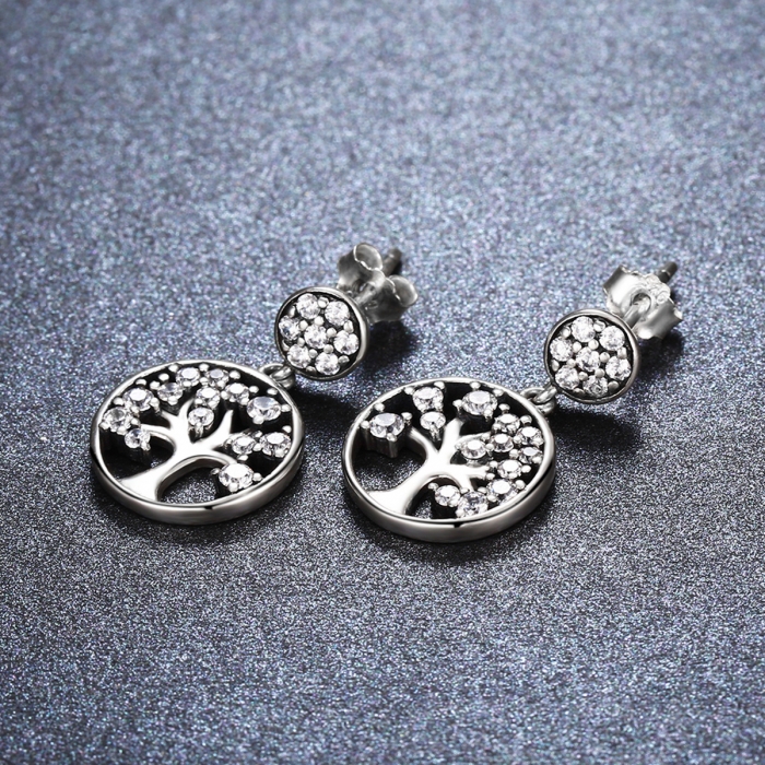 Cercei argint 925 cu copacul vietii si zirconii albe - Be Nature  EST0006 [3]