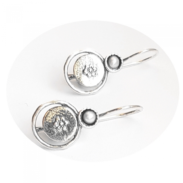 Cercei argint 925 Israel cu perle si floricele - Be Nature EPO0037 [2]