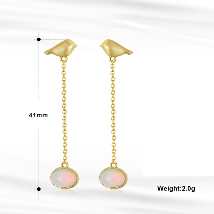 Cercei argint 925 placati cu aur 14K cu opal natural [2]