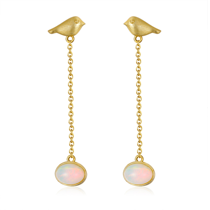 Cercei argint 925 placati cu aur 14K cu opal natural [1]