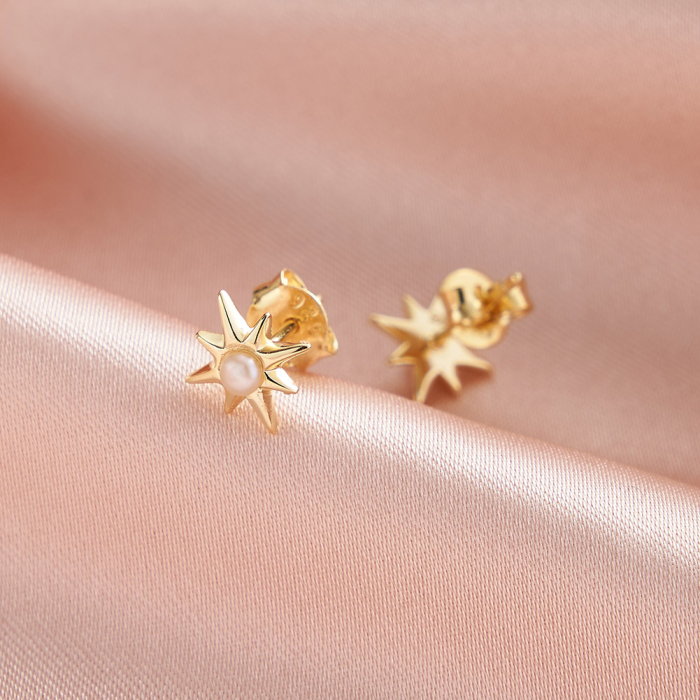 Cercei argint 925 placati cu aur 14K cu perle naturale [5]