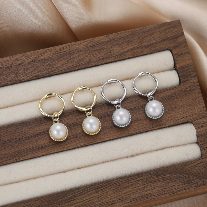 Cercei argint 925 placati cu aur 14K cu perle naturale [5]