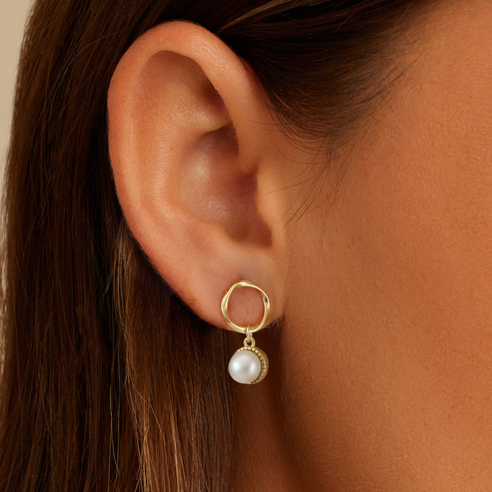 Cercei argint 925 placati cu aur 14K cu perle naturale [2]