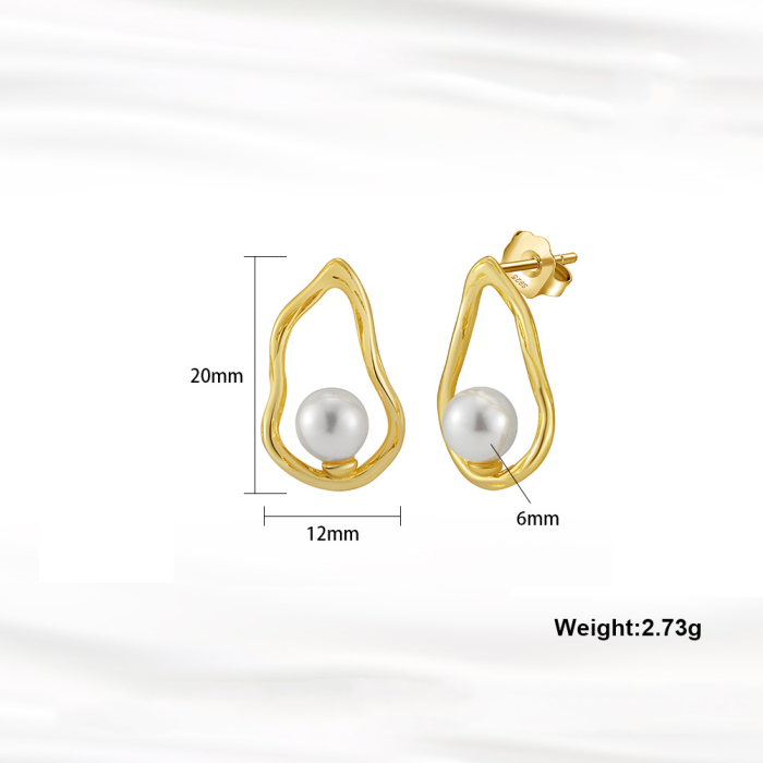 Cercei argint 925 placati cu aur 14K cu perle naturale [4]