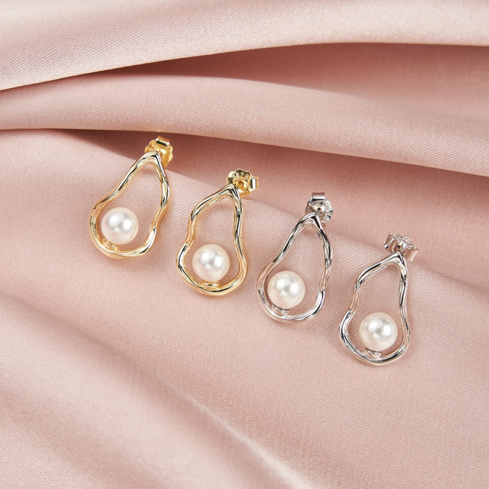 Cercei argint 925 placati cu aur 14K cu perle naturale [5]