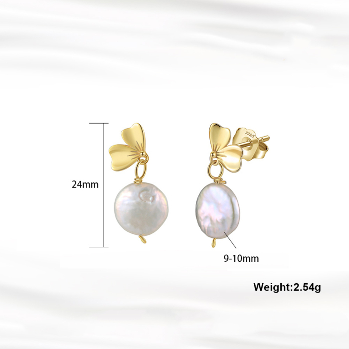 Cercei argint 925 placati cu aur 14K cu perle naturale [3]