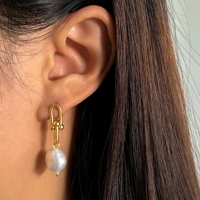 Cercei argint 925 placati cu aur 14K cu perle naturale [4]