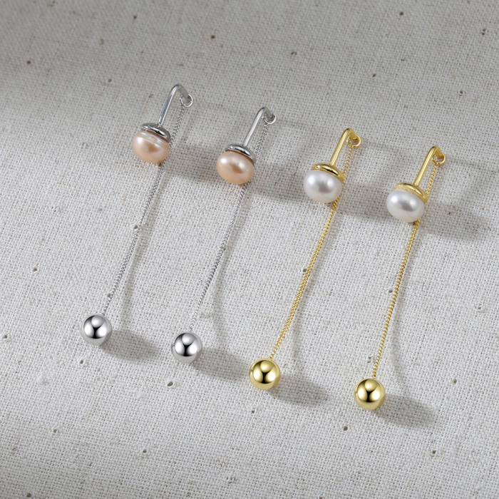 Cercei argint 925 placati cu aur 14K cu perle naturale [5]