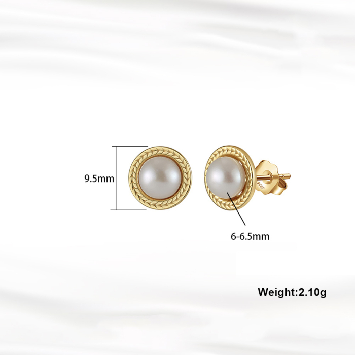 Cercei argint 925 placati cu aur 14K cu perle naturale [5]