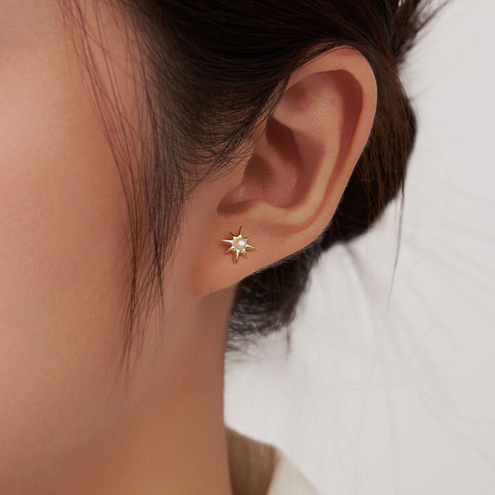 Cercei argint 925 placati cu aur 14K cu perle naturale [2]