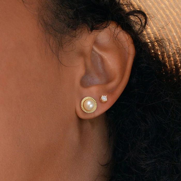 Cercei argint 925 placati cu aur 14K cu perle naturale [2]