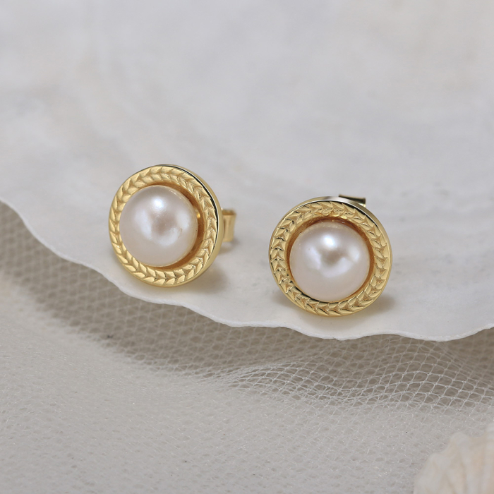Cercei argint 925 placati cu aur 14K cu perle naturale [4]