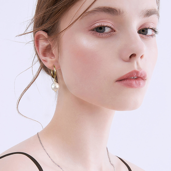 Cercei argint 925 placati cu aur 14K cu perle naturale [2]