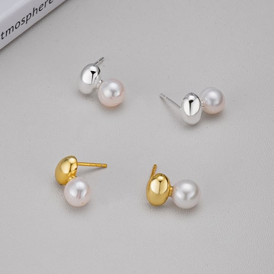 Cercei argint 925 placati cu aur 14K cu perle naturale [4]