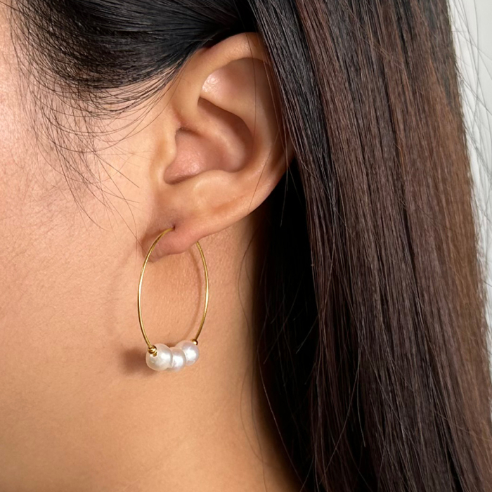 Cercei argint 925 placati cu aur 14K cu perle naturale [5]