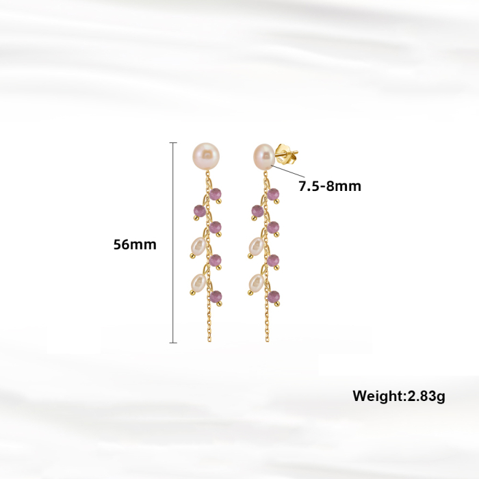Cercei argint 925 placati cu aur 14K cu perle naturale si mica naturala [6]