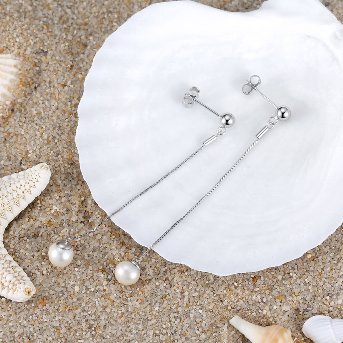 Cercei argint 925 placati cu rodiu cu perle naturale si zirconiu [3]