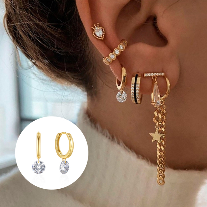 Cercei argint 925 placati cu aur 14K cu zirconiu [8]