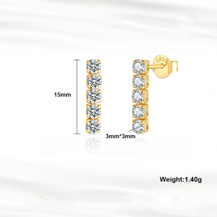 Cercei argint 925 tennis placati cu aur 14K cu zirconiu [4]