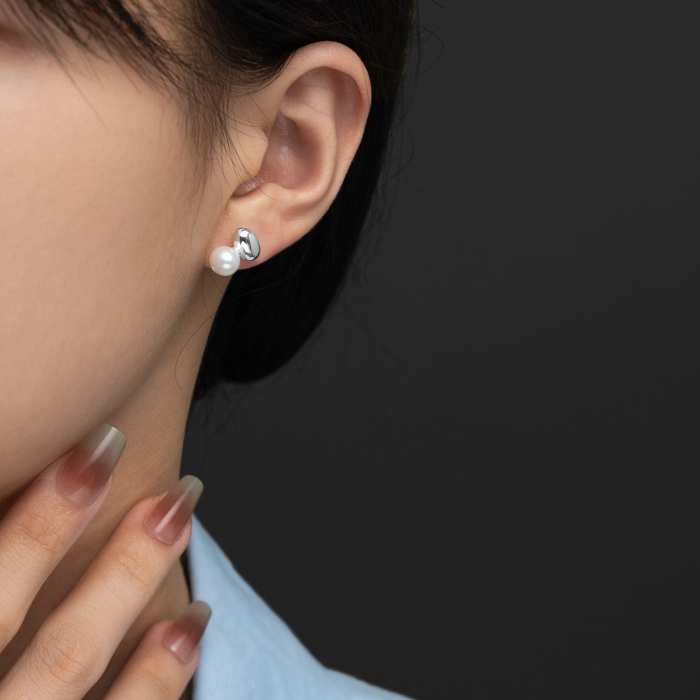 Cercei argint 925 placati cu rodiu cu perle naturale [2]