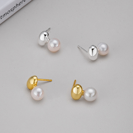 Cercei argint 925 placati cu rodiu cu perle naturale [5]