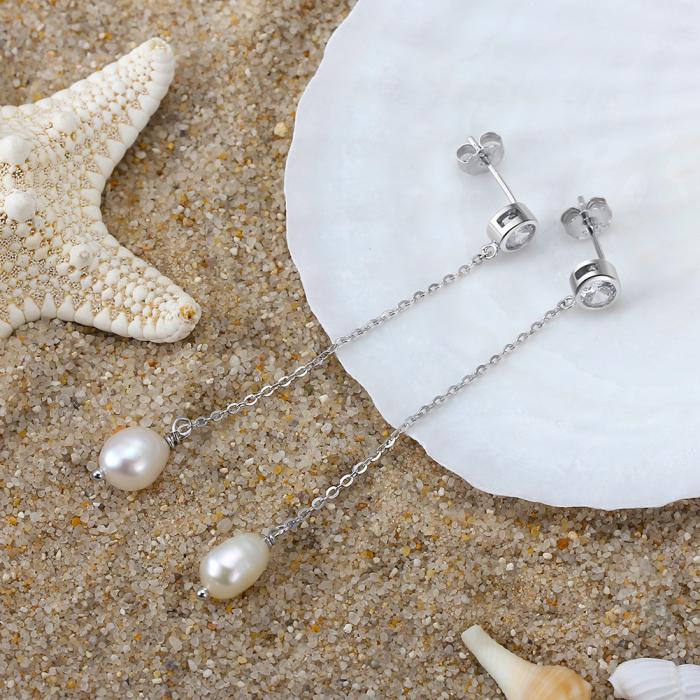 Cercei argint 925 placati cu rodiu cu perle naturale si zirconiu [3]