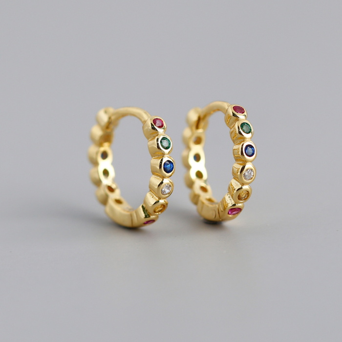 Cercei argint 925 placati cu aur 18K cu zirconii colorate [2]