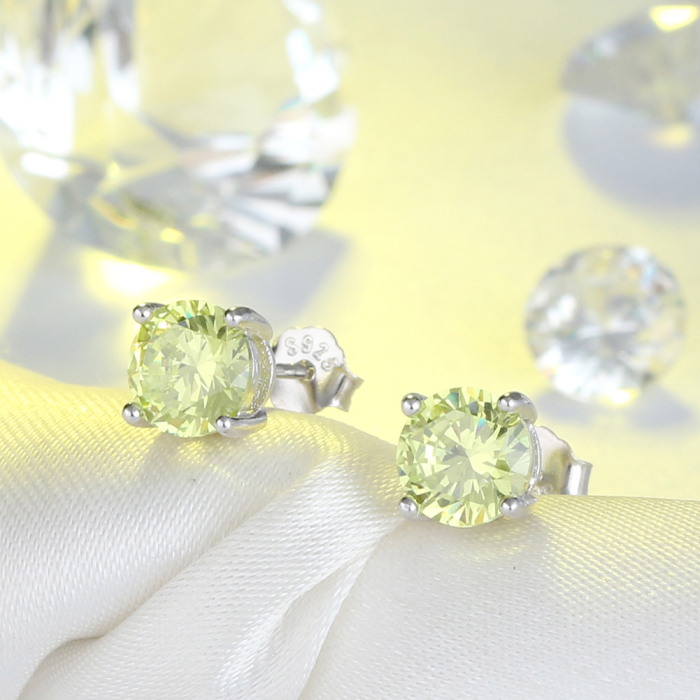 Cercei argint 925 placati cu rodiu cu zirconiu peridot [5]