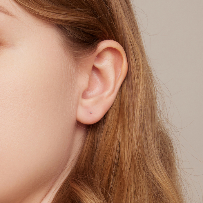 Cercei argint 999 cu bilute de 1 mm, 9 mm lungime [2]