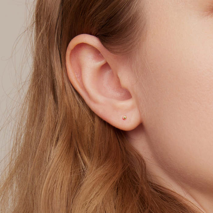 Cercei argint 999 placati cu aur, cu bilute de 1 mm, 9 mm lungime [2]