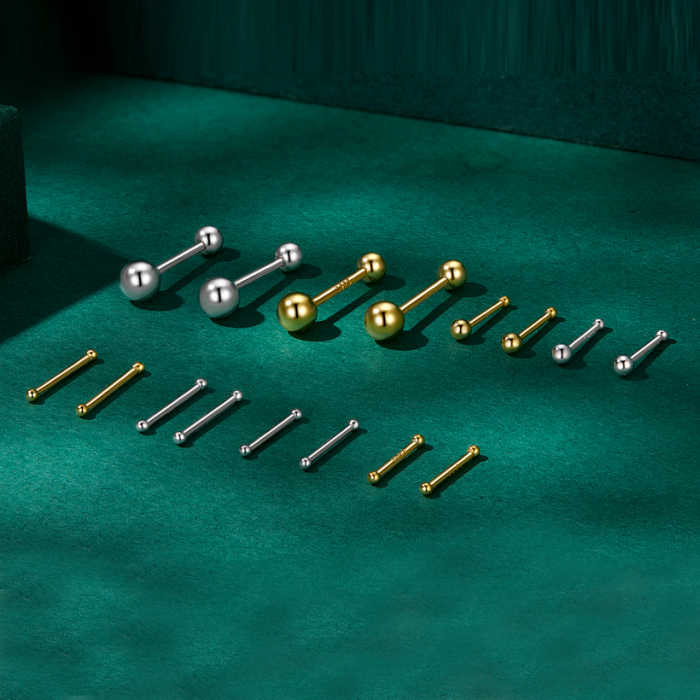 Cercei argint 999 placati cu aur, cu bilute de 2 mm, 10 mm lungime [4]